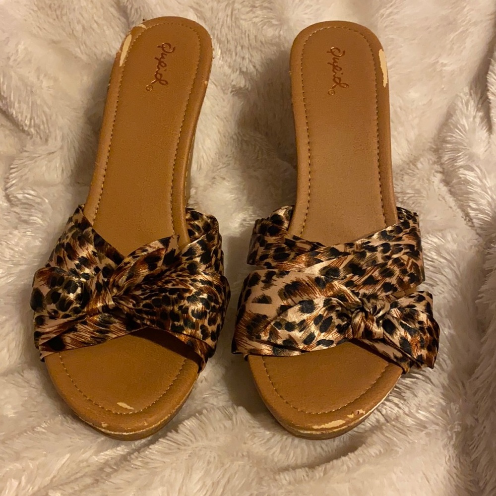 Qupid animal print high heel wedges